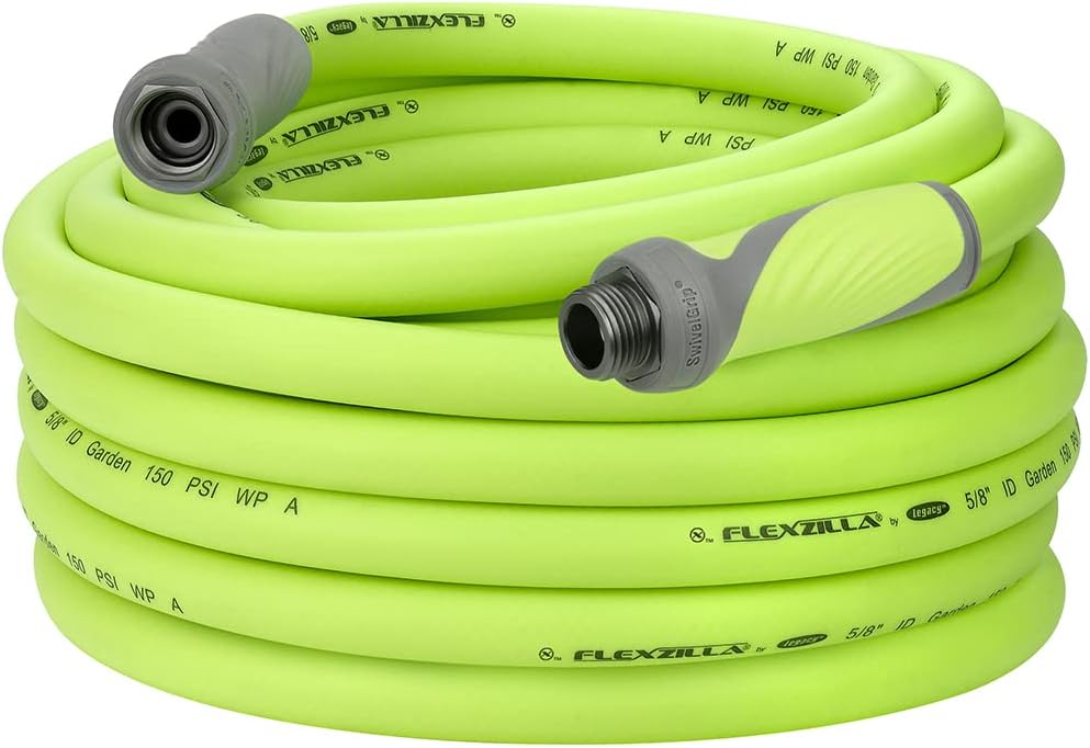 Flexzilla Garden Hose with SwivelGrip, 5/8 in. x 50 ft., Heavy Duty, Lightweight, Drinking Water Safe - HFZG550YWS (Packaging May Vary) Pack of 2