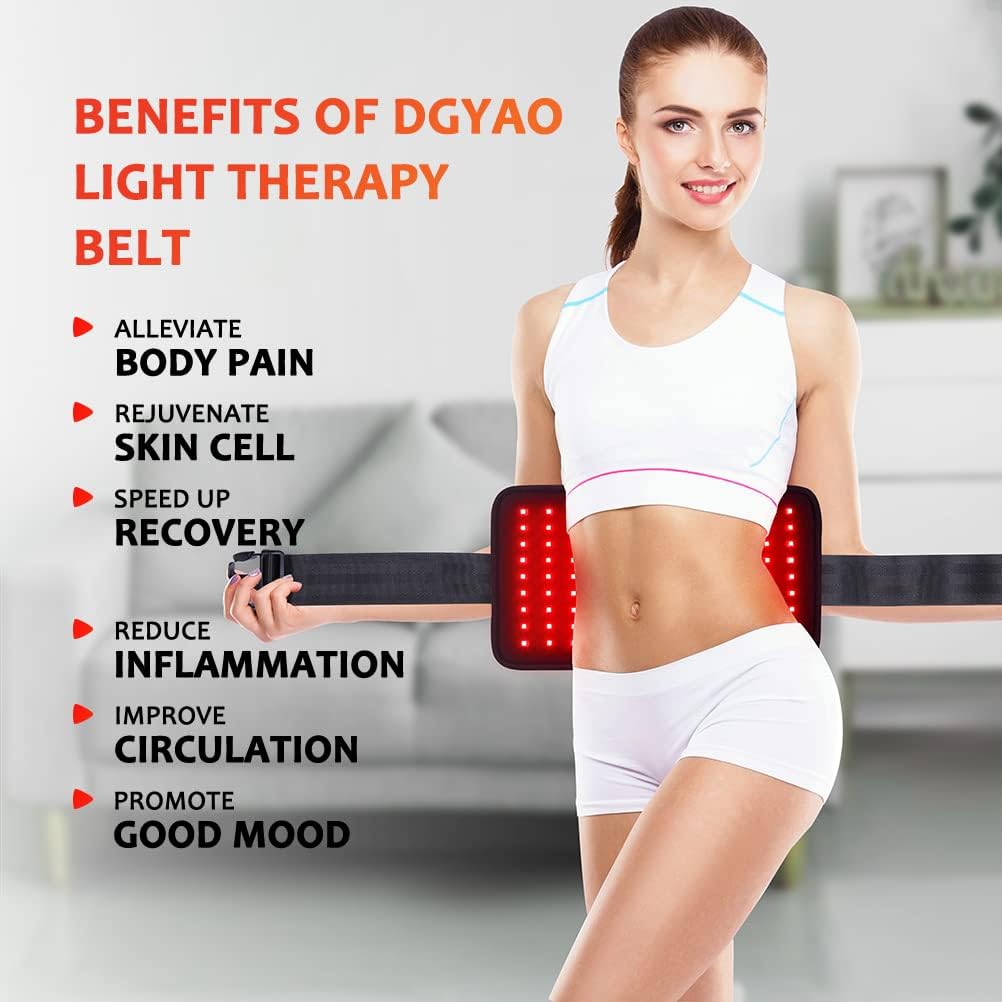 DGYAO Red & Near Infrared Light Therapy Belt with Pulse Mode, Light Therapy Device for Body Pain Relief Wearable Therapy Light Wrap with Timer for Back Joint Muscle Pain