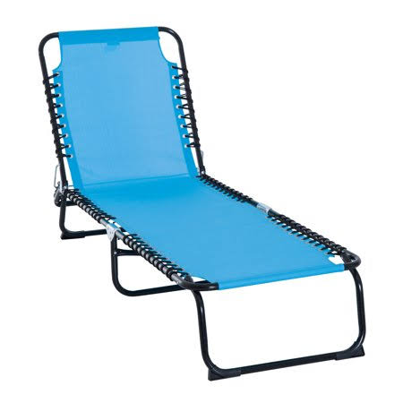 Outsunny 3-Position Reclining Beach Chair Chaise Lounge Folding Chair - Light Blue