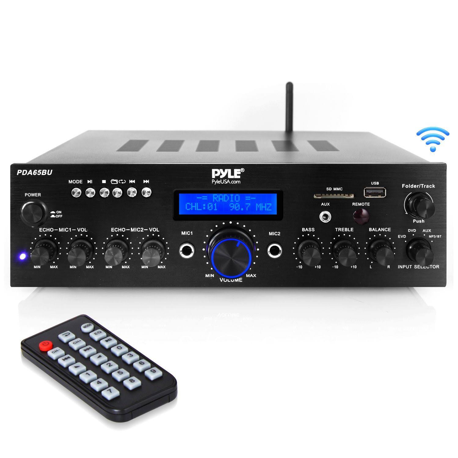 Pyle PDA65BU Compact Home Theater Amplifier Stereo Receiver with Bluetooth Wireless