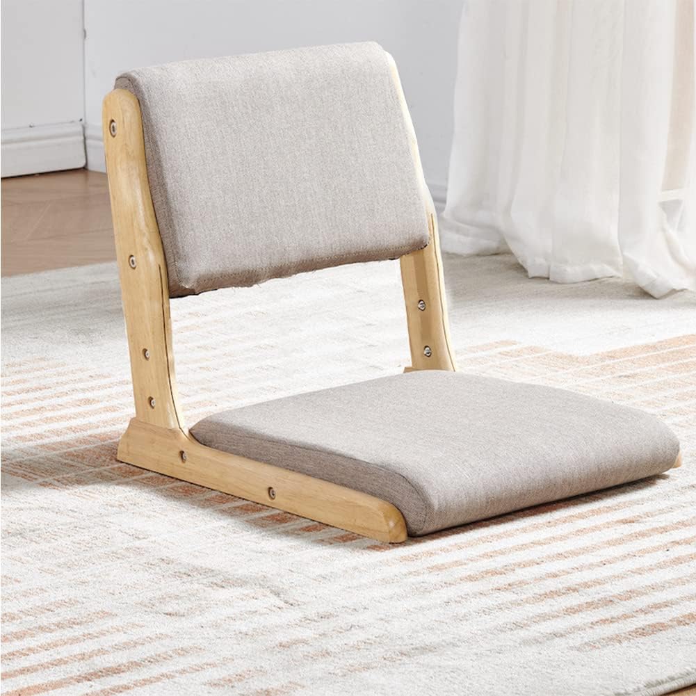 Tatami Chair Accent Furniture, Foldable Meditation Floor Chair, Living Room Chair Floor Seat, Portable Japanese Legless Chair, Lazy Sofa for Bay Window Meditation Reading, Balcony Chair with Cushion