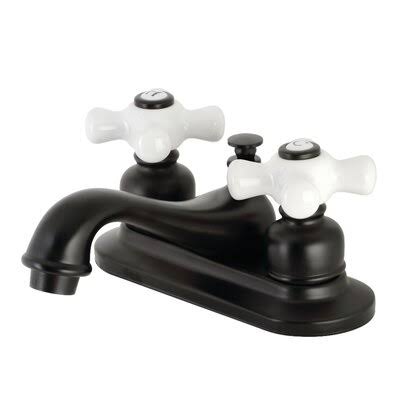 Kingston Brass KB600PX Restoration Centerset Bathroom Faucet with Drain Assembly Finish: Matte Black