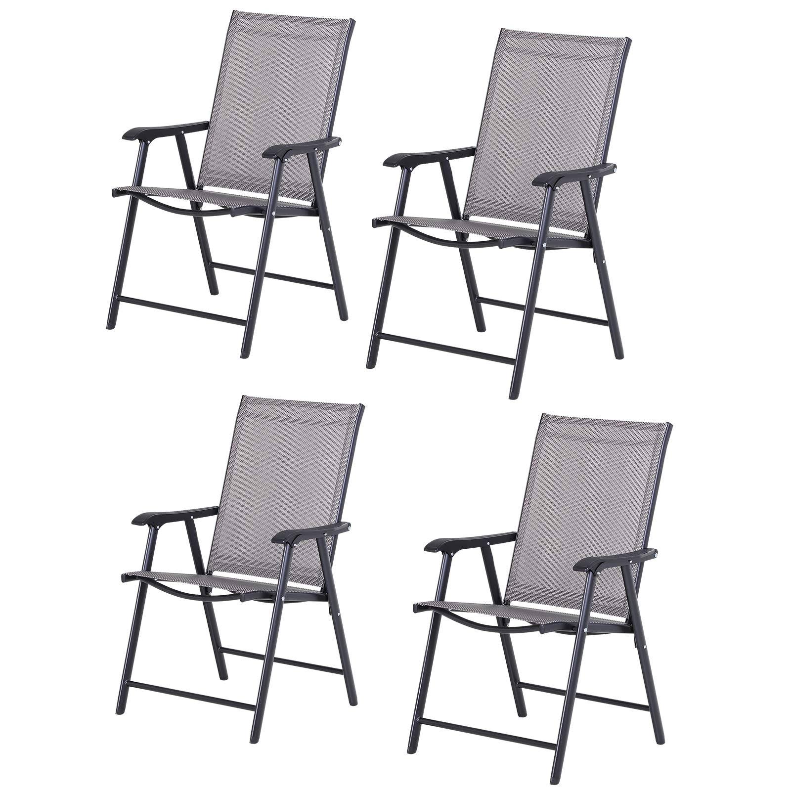 Outsunny Folding Outdoor Patio Chairs Set of 4 Stackable Portable for Deck, Garden, Camping and Travel