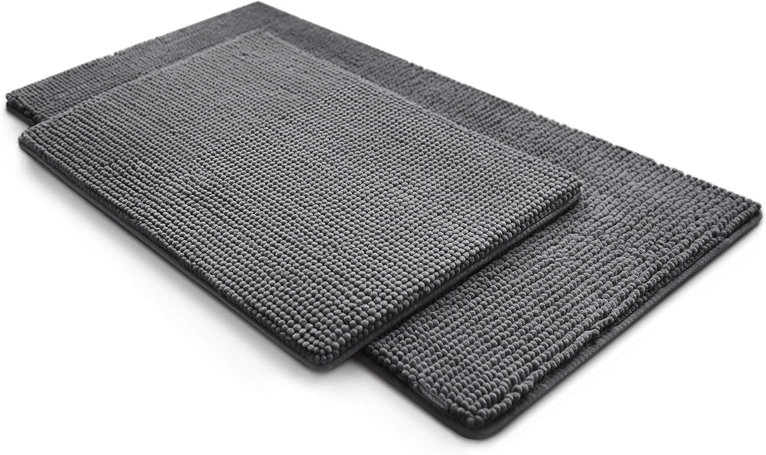 MICRODRY Chenille Hyper Absorbent Charcoal Infused Memory Foam Bath Mat with GripTex Skid Resistant Base 2-Piece Set | Includes 16” x 24” Mat & 20” x 34” Mat (Aqua) Pack of 2