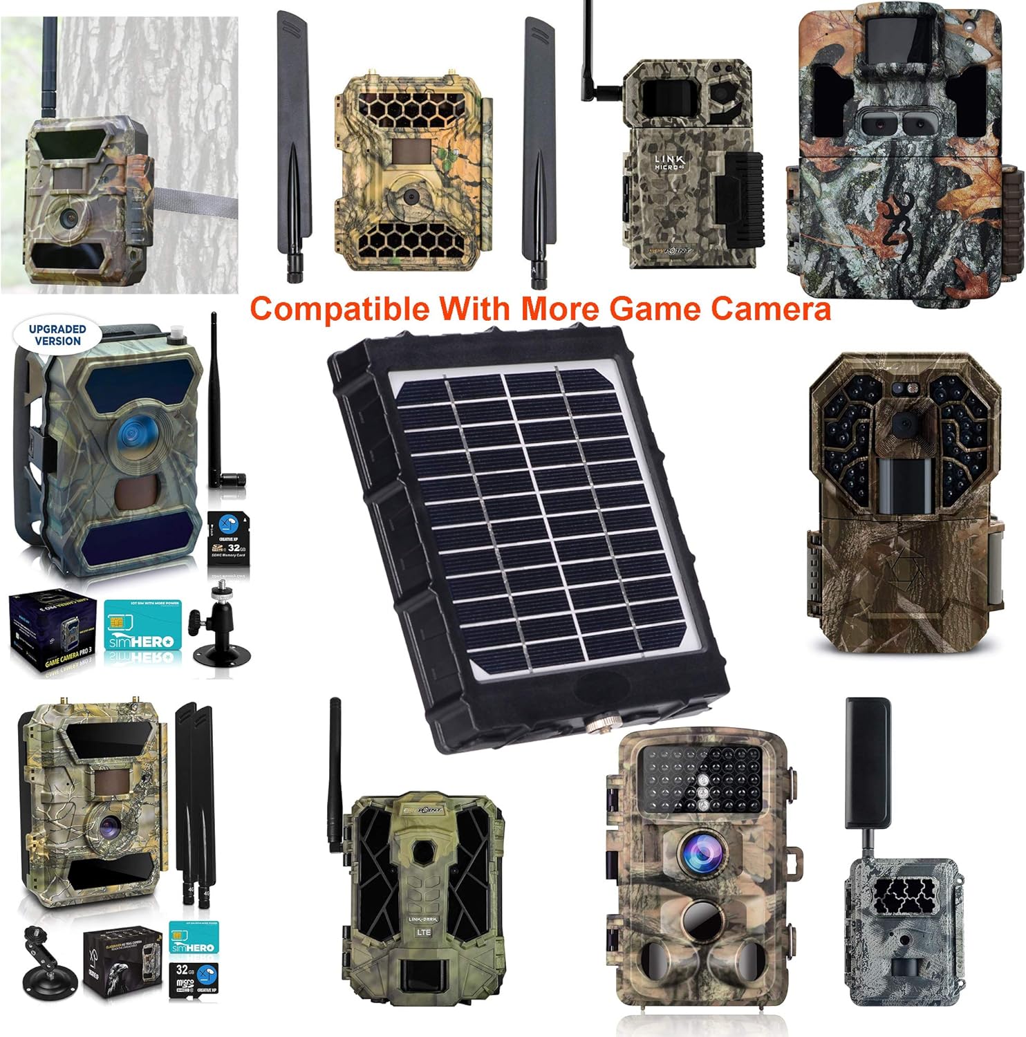 TKKOK Trail Camera Solar Power Panel 8000mAh 3W Supporting 12V 9V 6V for All 3G 4G Hunting Game Camera or Deer Feeder Pack of 2
