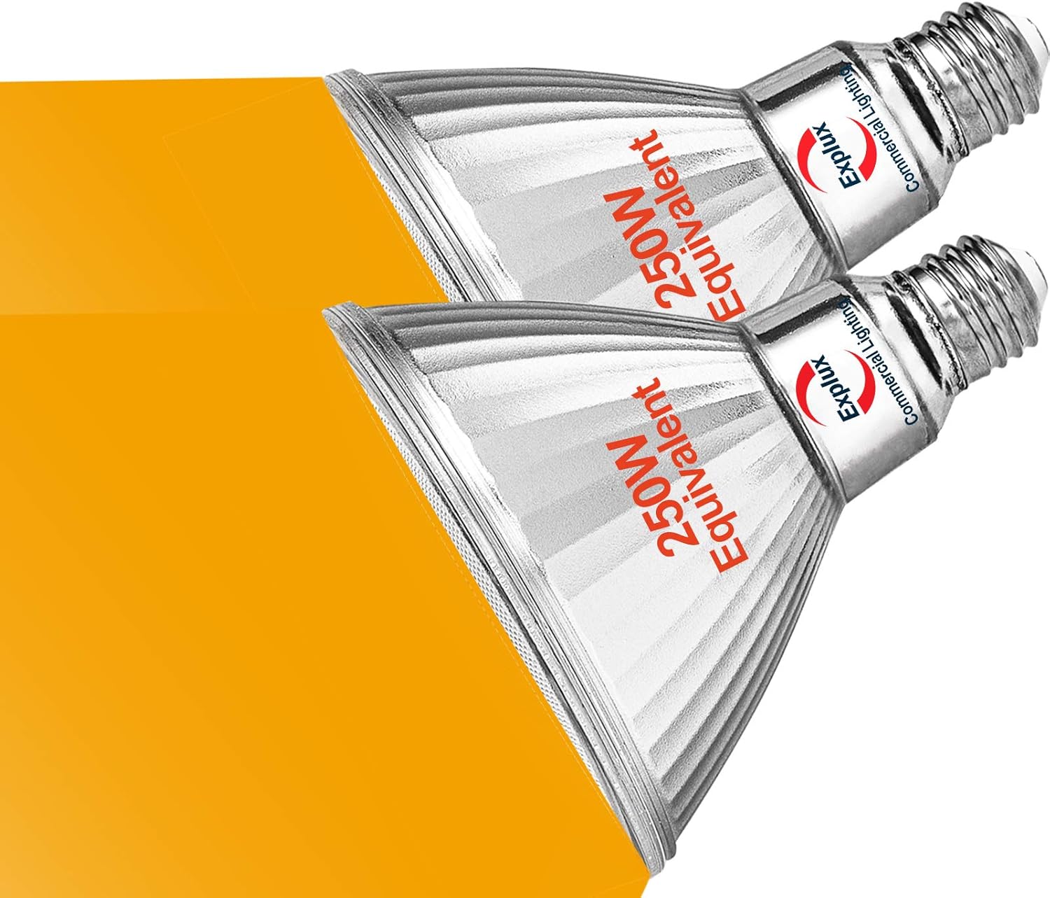 Explux Commercial-Grade 250W Equivalent Yellow Colored LED PAR38 Flood Light Bulb, Full-Glass Outdoor Waterproof & Anti-Ageing, Dimmable, Yellow Color Light, 2-Pack