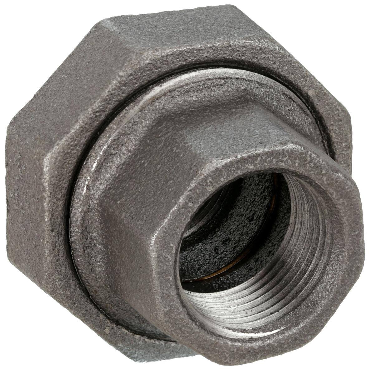 Zoro Select 1LCA9 1-1/2x22 FNPT Black Malleable Iron Union