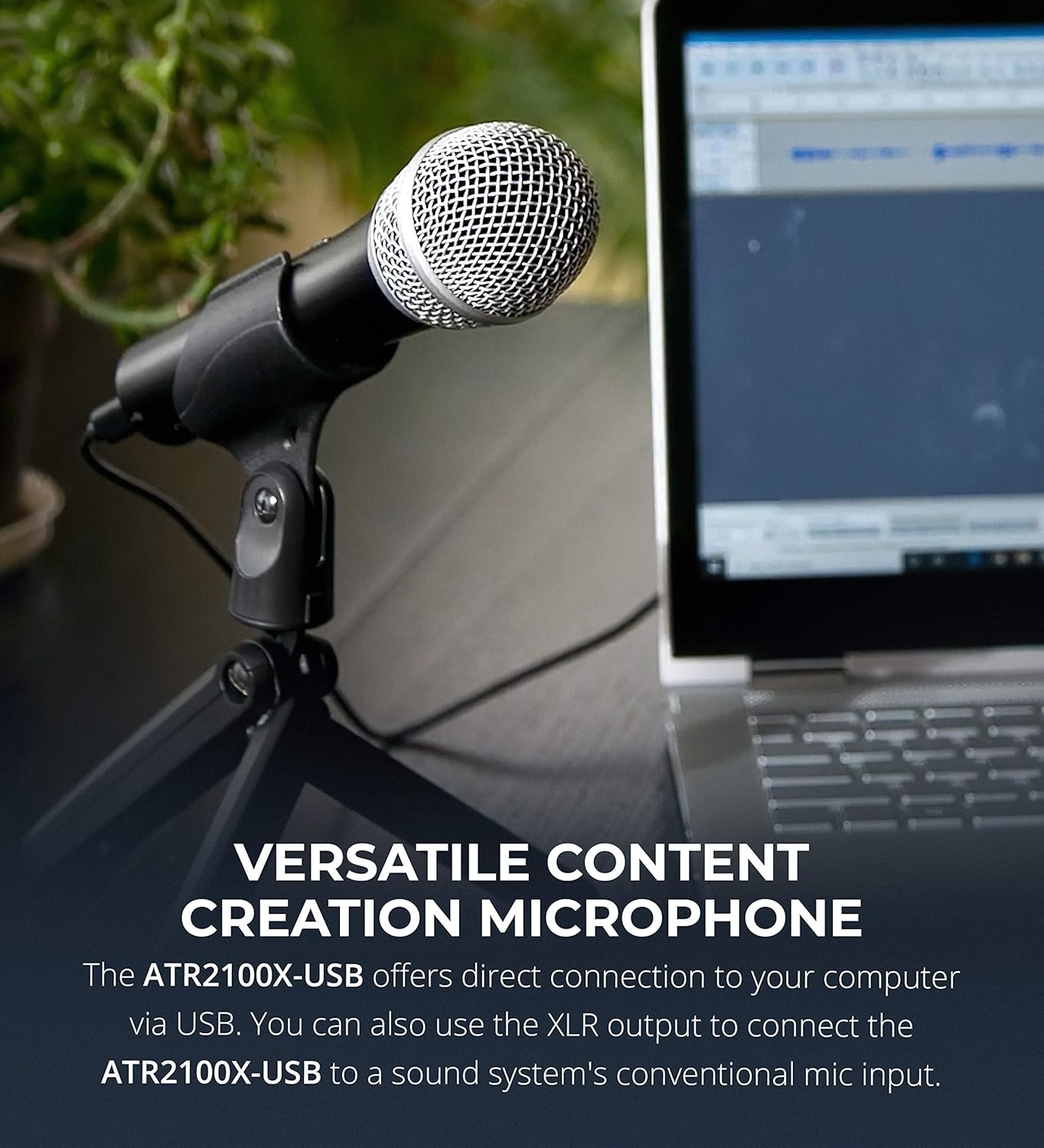 Audio-Technica ATR2100X-USB Cardioid Dynamic Microphones (ATR Series) (2-Pack) Bundle with Blucoil USB-A Mini Hub, Boom Arm Plus Pop Filters (2-Pack), and 3-FT USB 2.0 Type-A Extension Cables (2-Pack)