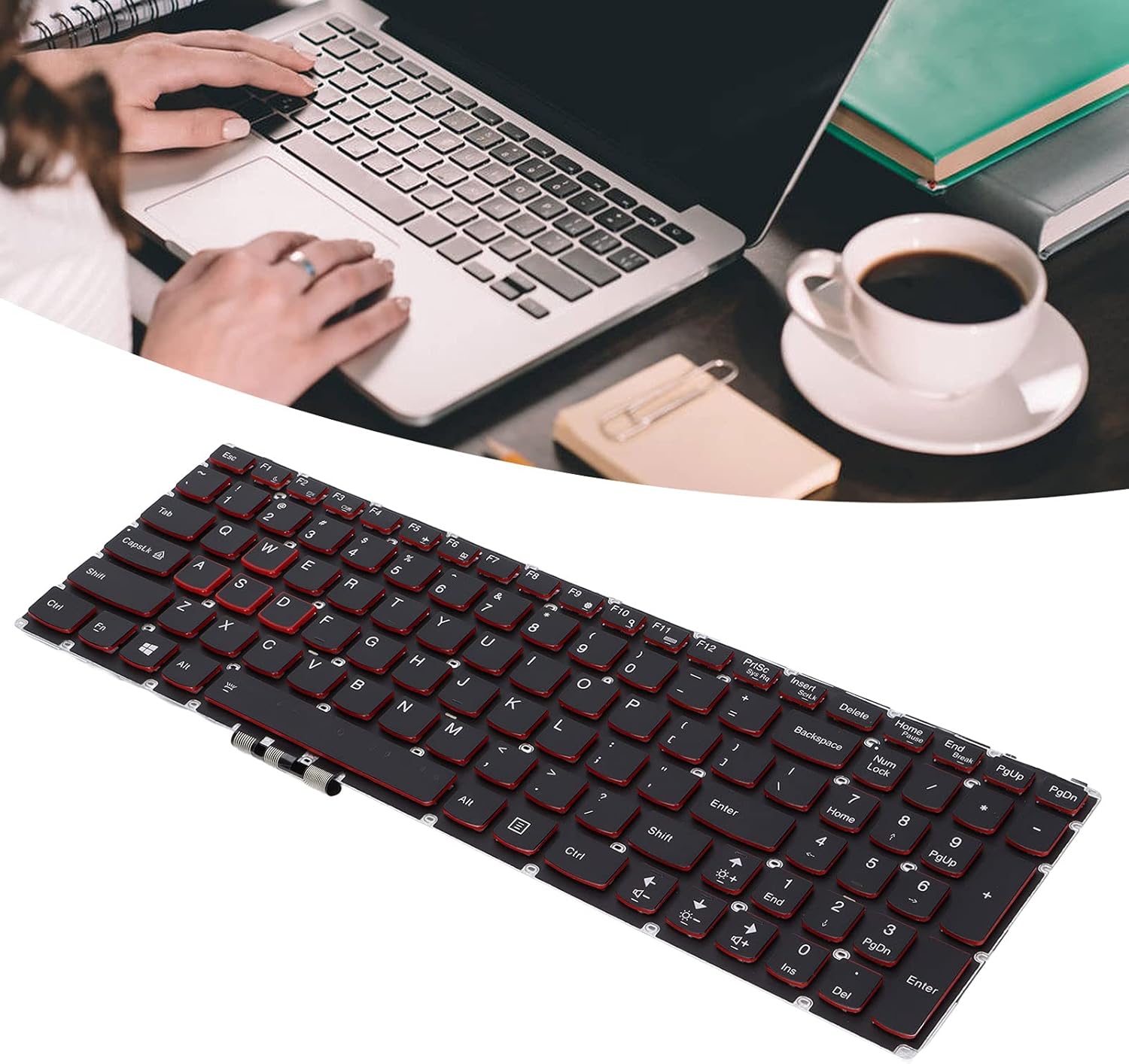Replacement Laptop Keyboard 102 Keys, ABS Aluminium Strong Compatibility Easy Operate Laptop Keyboard for Y700‑17ISK, for Y700‑15ACZ,for Y700‑15ISK Pack of 2