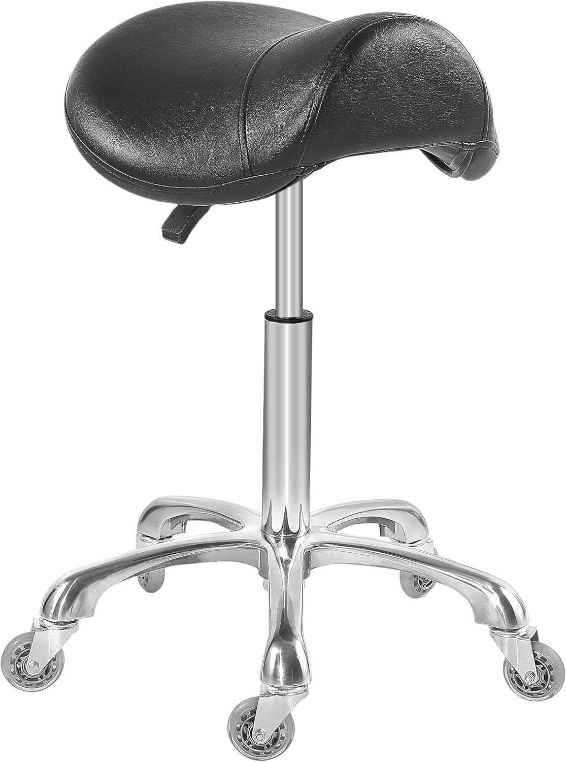 Saddle Stool Chair for Massage Clinic Spa Salon Cutting, Saddle Rolling Stool with Wheels Adjustable Height (Black)