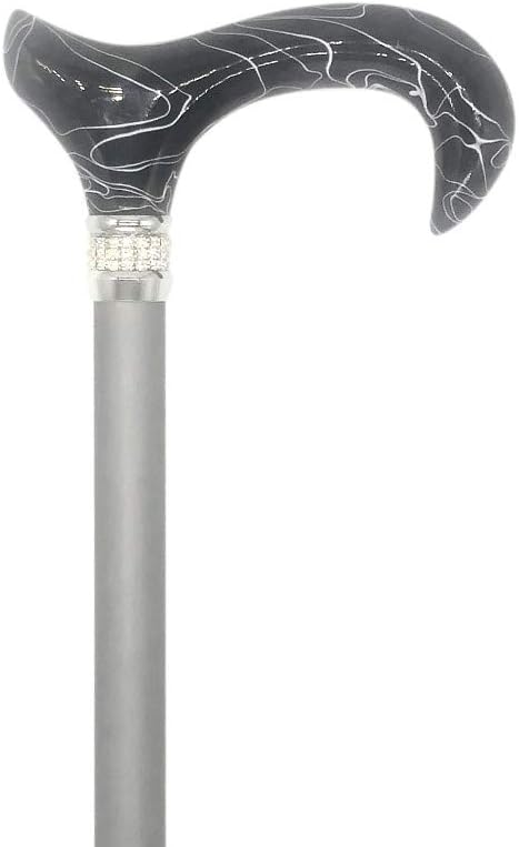 Classy Walking Canes CWC4170GRY Adjustable Rhinestone Cane - Soft Silver Grey 31-38” Adjustable Height Cane with Aluminum Shaft. Functional Grip Cane Pack of 2