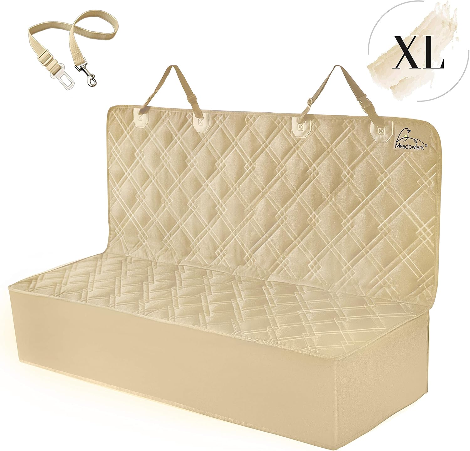 Meadowlark XL Premium Bench Dog Seat Covers for Cars Back Seat, Thick Car Seat Protector for Dogs, Water Repellant, Durable, Nonslip, Washable Dog Car Seat Cover for Trucks & Cars w/ Pet Seat Belt