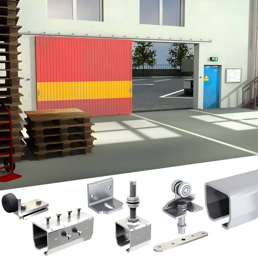 SLID&UP 2000 - Sliding Door Hardware Kit - 2x76-inch Galvanized Steel Track for 1 Exterior Door Up to 2-3/8x22 Thick and 310lbs