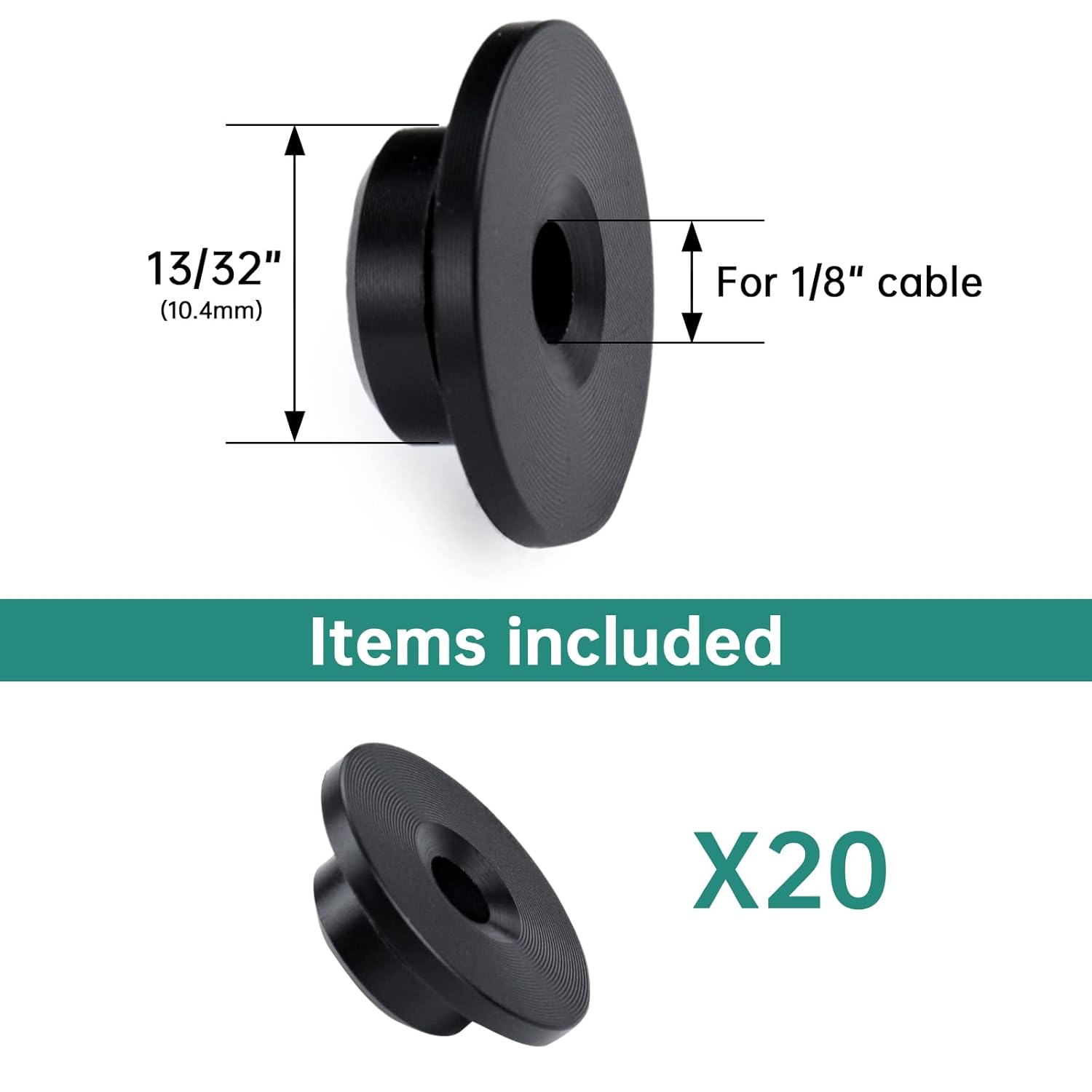 Muzata 20Pack Black Cable Railing Kit 1/8