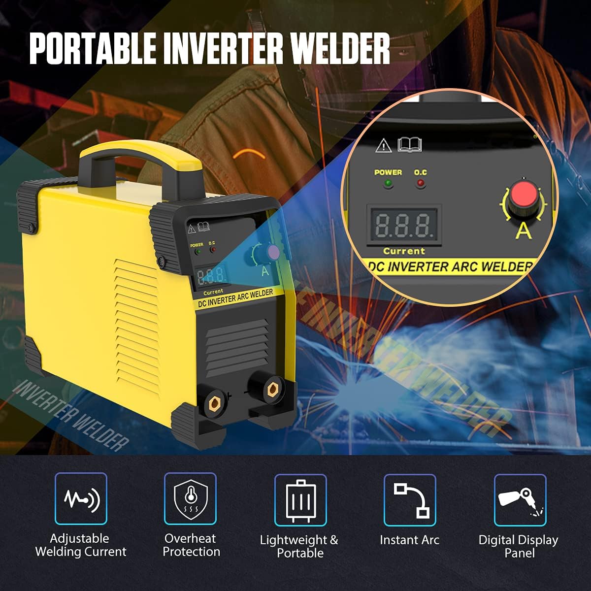 PLAYOCCAR ARC-200 DC Inverter Welder, AC 110V/220V Dual Voltages IGBT Welding Machine, 20-160Amp Portable Electric Welder Kit - US Plug