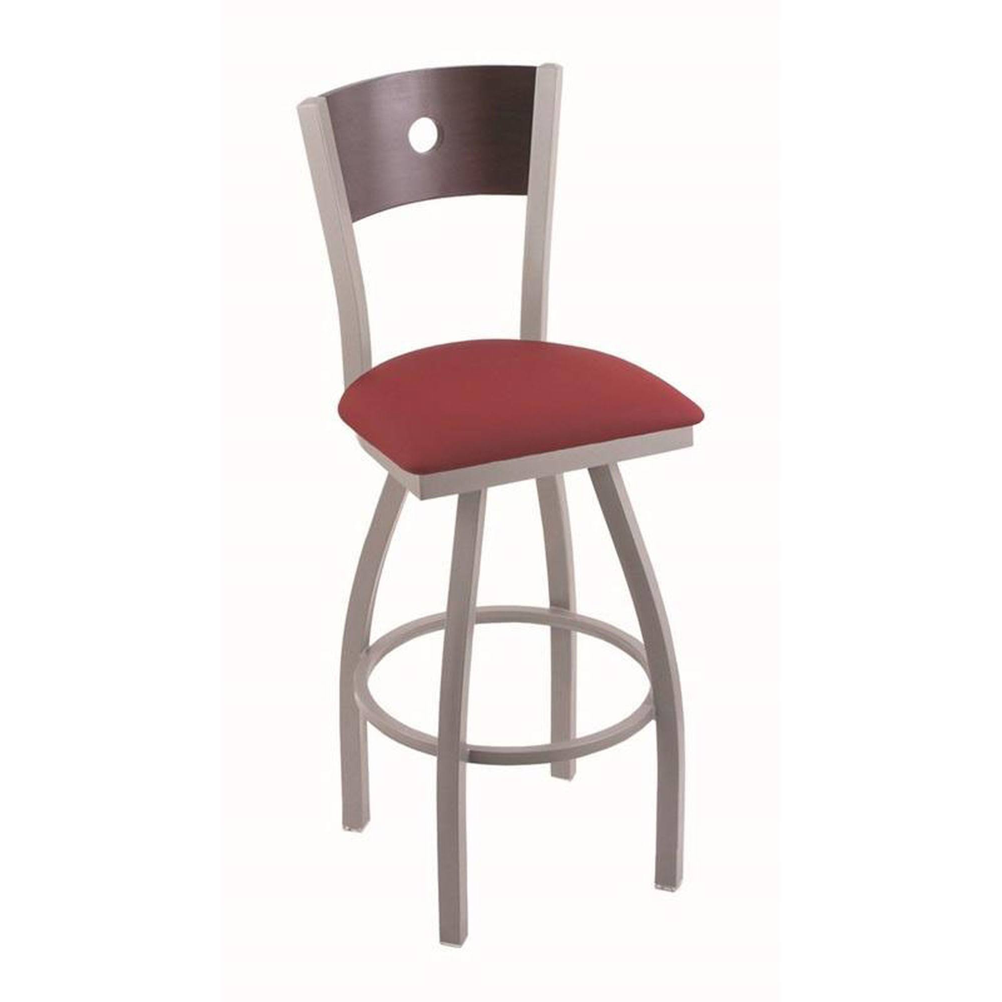 Holland Bar Stool 830 Voltaire 25x22 Counter Stool with Anodized Nickel Finish, Allante Wine SEAT, Dark Cherry Maple BACK, and 3