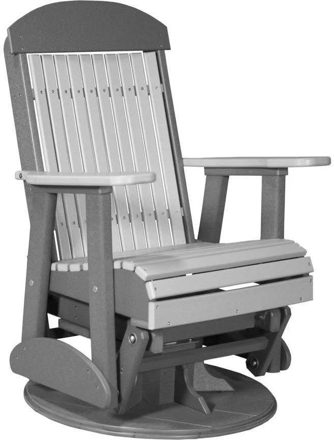 LuxCraft 2& Highback Swivel Glider Chair, Dove Gray on Slate