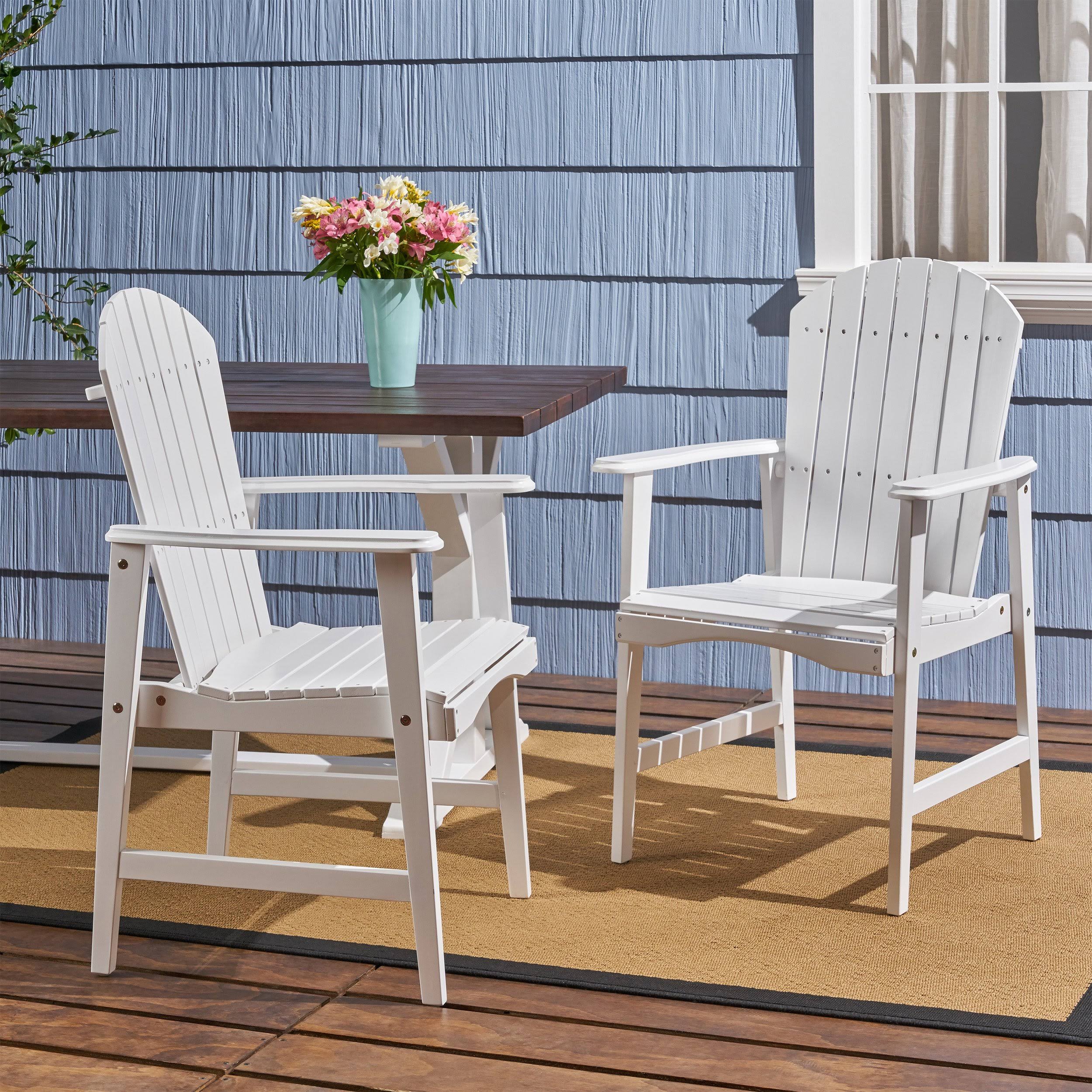 Easter Outdoor Weather Resistant Acacia Wood Adirondack Dining Chairs (Set of 2) White