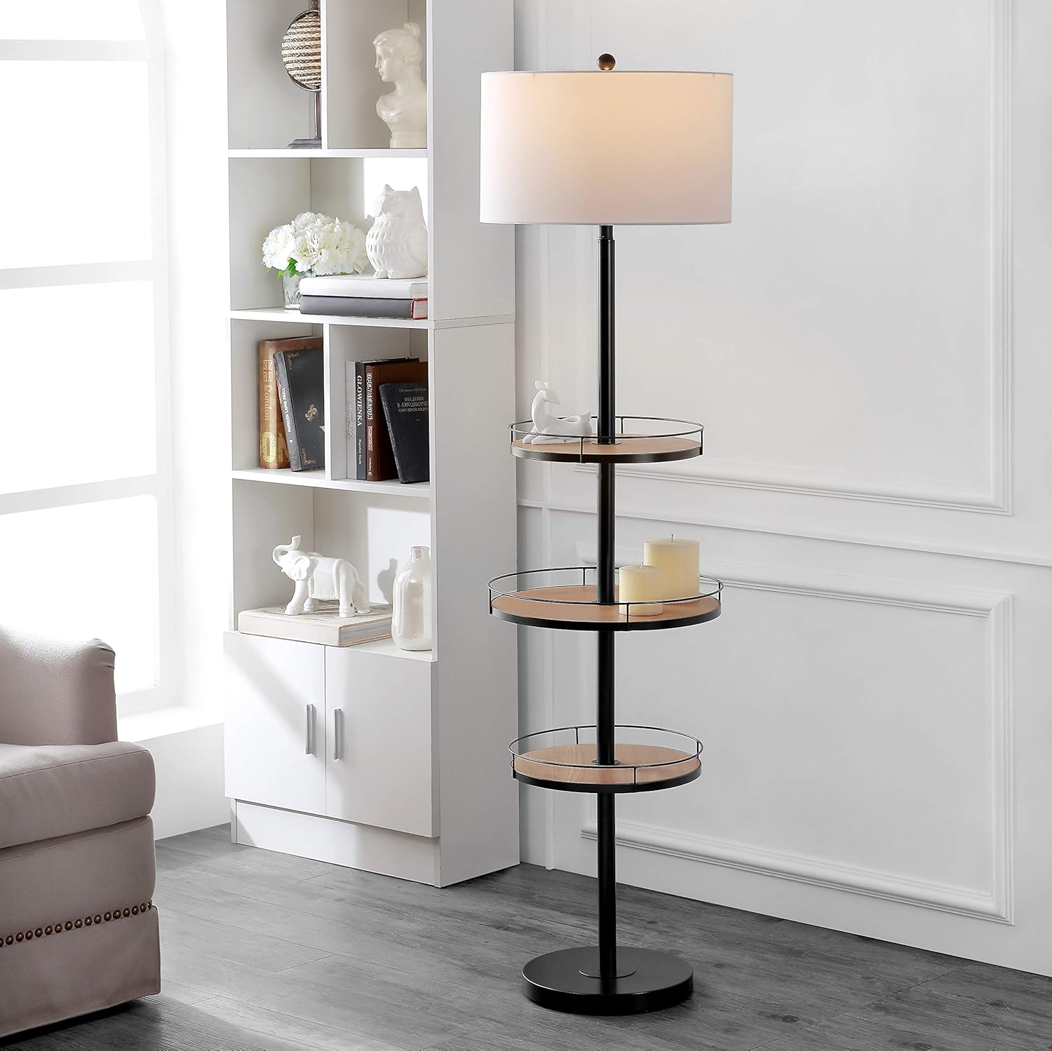 Safavieh FLL4078A Lighting Bello 3-Shelf Matte Black 65-inch (LED Bulb Included) Floor Lamp