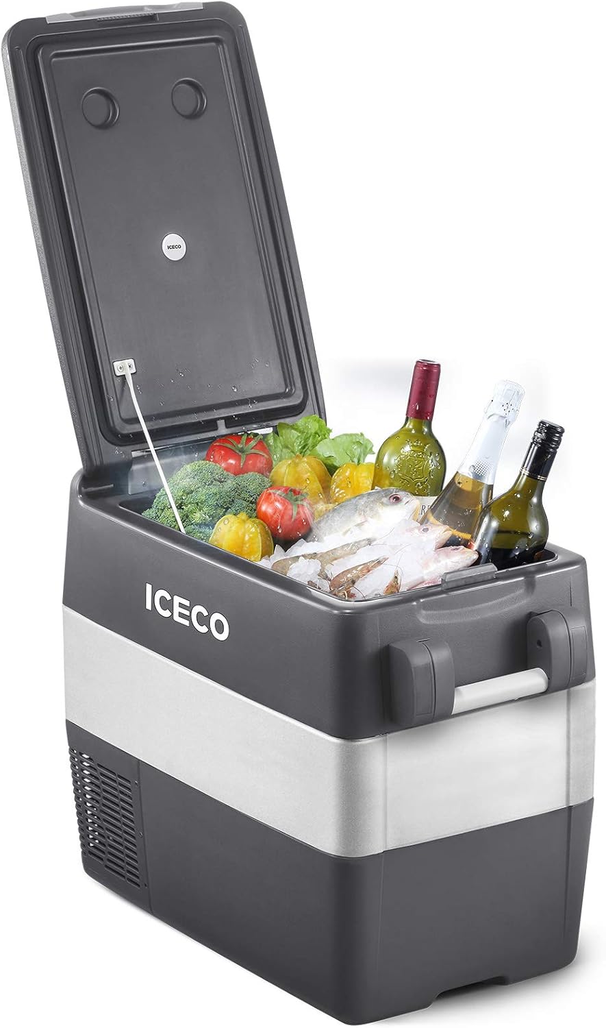 ICECO JP50 Portable Refrigerator Fridge Freezer, 12V Cooler Refrigerator, 50 Liters Compact Refrigerator with Secop Compressor, for Car & Home Use, 0℉～50℉, DC 12/24V, AC 110/240V