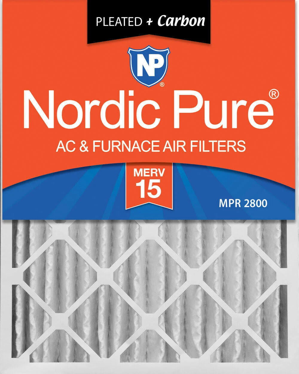 Nordic Pure 20x25x4 MERV 15 Pleated Plus Carbon AC Furnace Air Filter 1 Pack