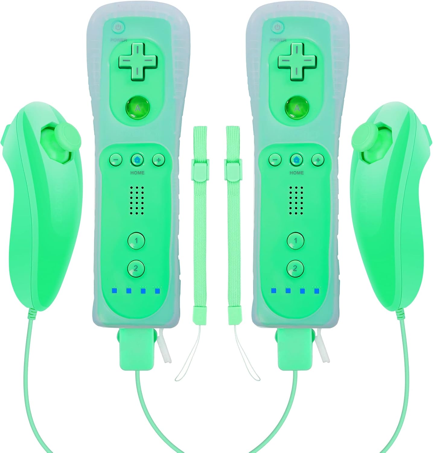 Wii Controllers, KDYGPDCT 2 Packs Wireless Controller and Nunchuck Joystick for Wii Console, with Silicone Case and Wrist Strap (ice Blue) Pack of 2