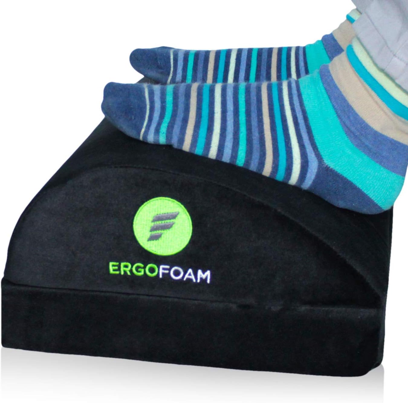 ErgoFoam Adjustable Desk Foot Rest for Added Height - Orthopedic Teardrop Design - Large Premium Under Desk Footrest - Most Comfortable Foot Rest Under Desk for Lumbar, Back, Knee Pain (Black)