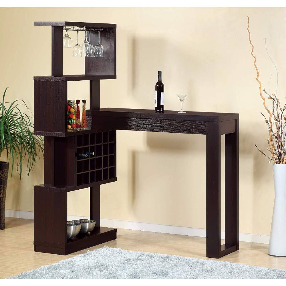 Well Designed Brown Bar Table with Wall Unit with Wine Racks