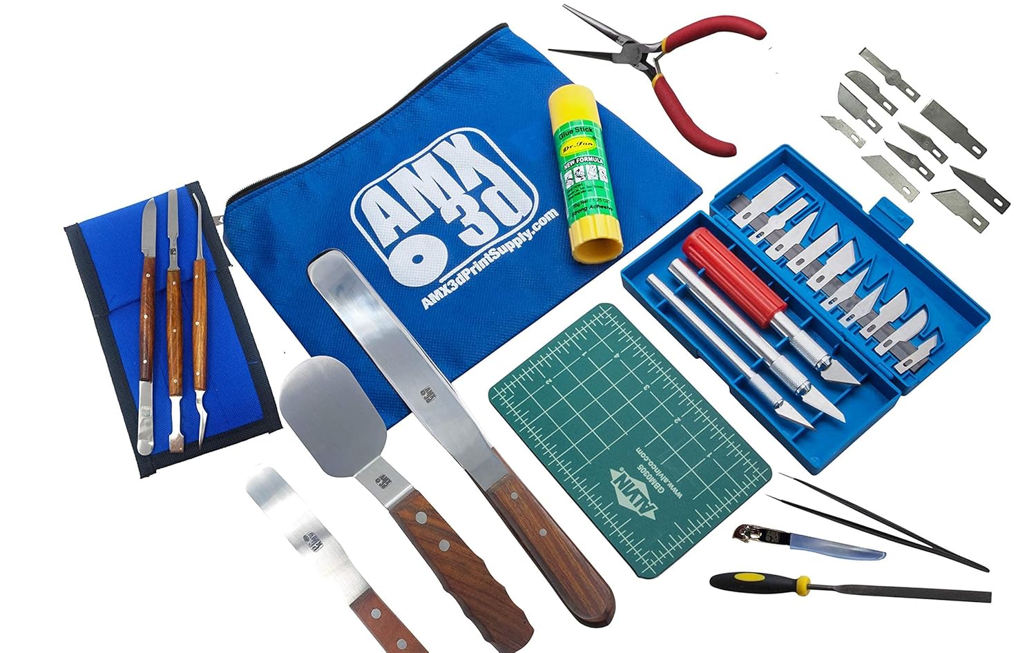 AMX3d Pro Grade 3D Printer Tool Kit - All The 3D Printing Tools & Accessories Needed to Remove, Clean & Finish 3D Prints (Pro Grade)