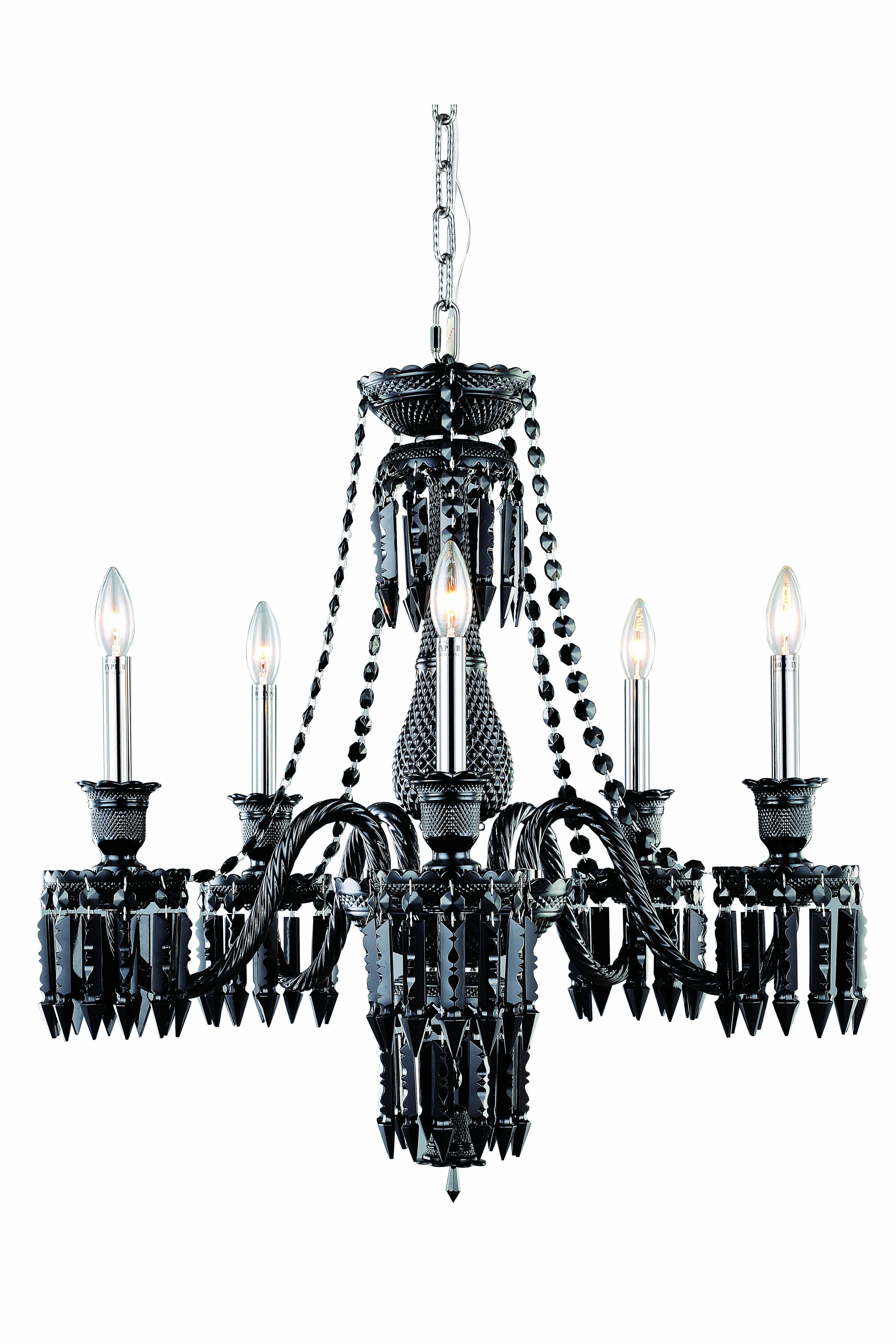 Elegant Lighting Majestic 5 Light Black Chandelier Jet (Black) Elegant Cut Crystal (8905D27SB-JT/EC)