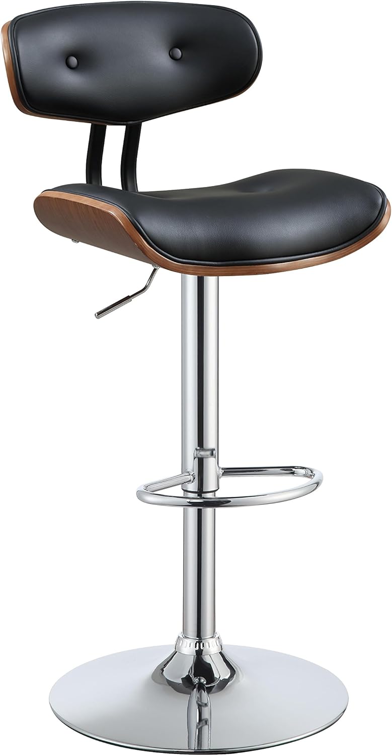 ACME Camila Adjustable Stool w/Swivel (1Pc) - 96755 - Black PU & Walnut - 25