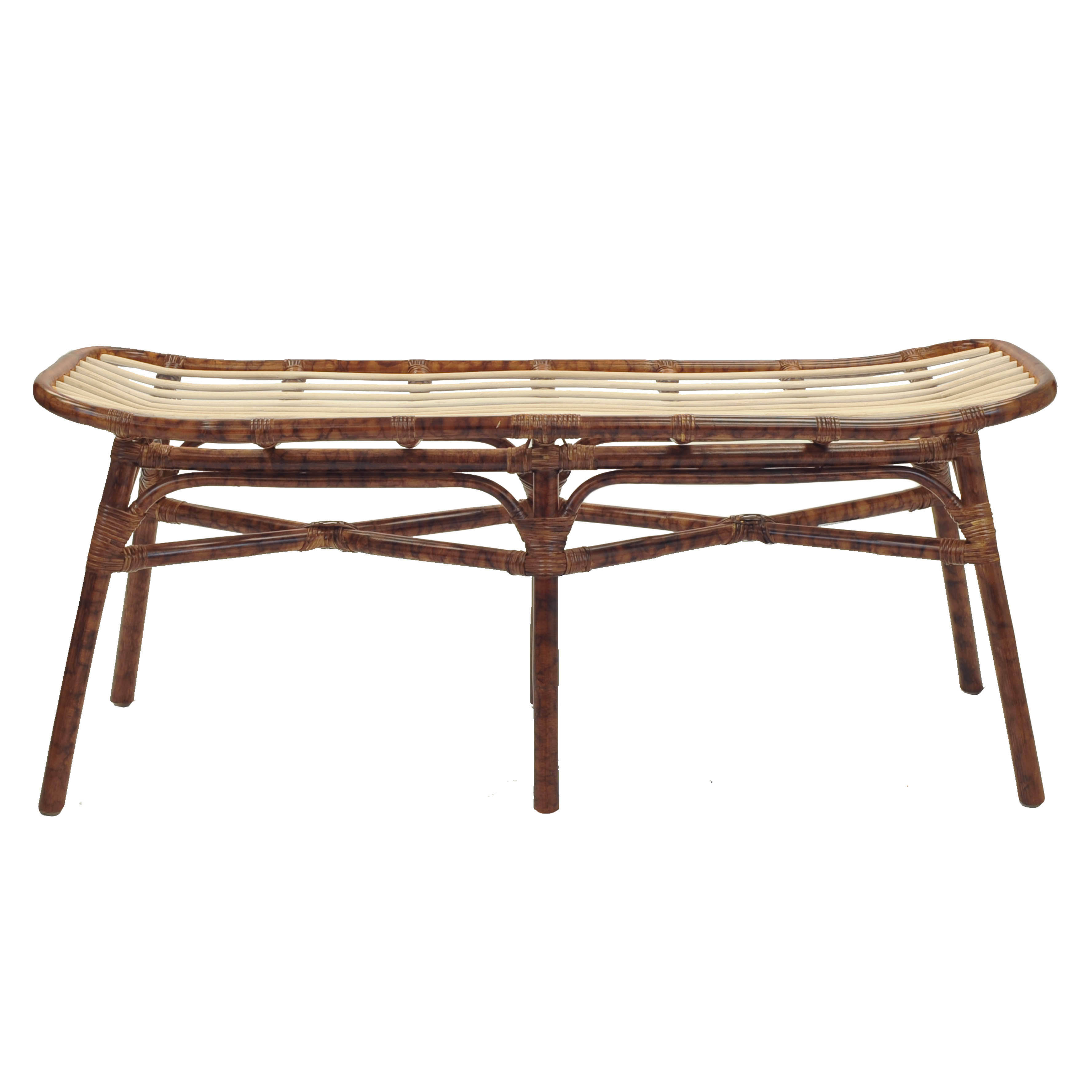 New Pacific Direct Beyla Rattan Bench, Marble Brown