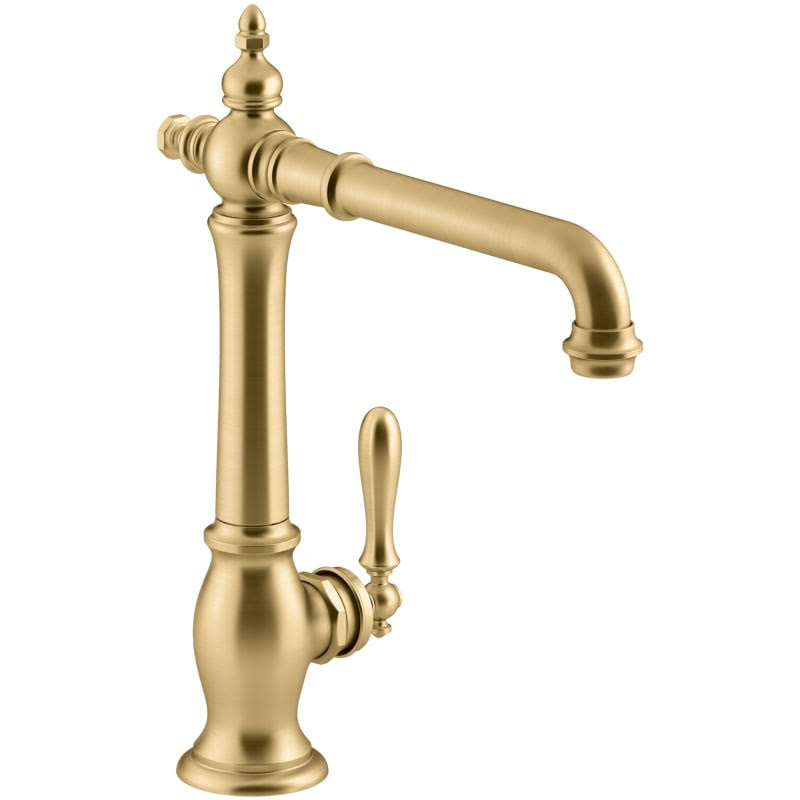 Artifacts Single-Hole Kitchen Sink Faucet with 13-1/2x22 Swing Spout, Victorian Spout Design