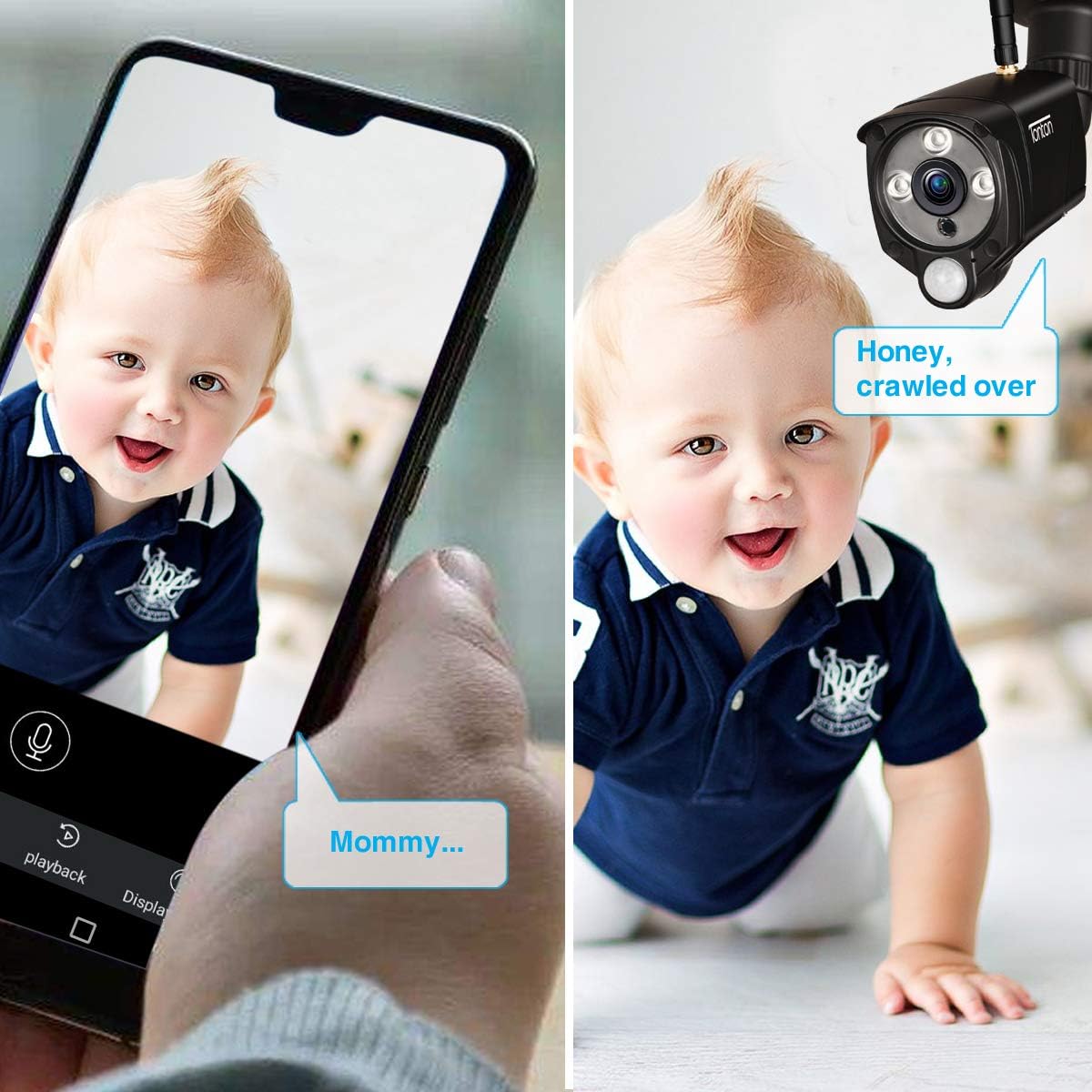 [2K&2 Way Audio&Floodlight] Tonton HD Security Camera System Wireless,8CH 5MP NVR with 2TB HDD and 8PCS 3MP Outdoor Bullet Cameras with PIR Sensor,Plug and Play,Easy Installation(Black)