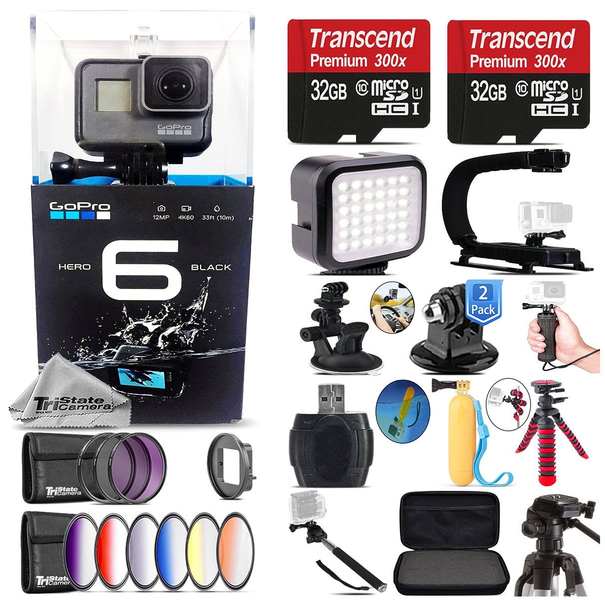 GoPro Hero6 Black 4K Ultra HD Camera + 9pc Filter Kit Set & More! - 64GB Kit GOPHERO6BKKB7