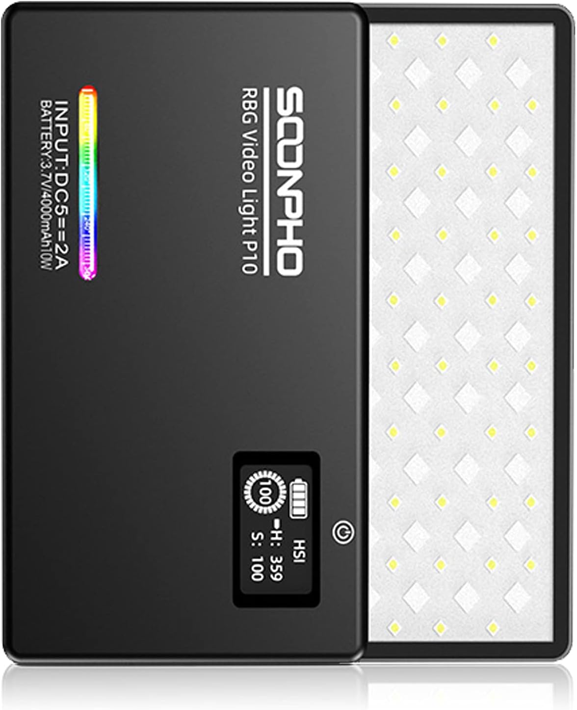 Soonpho RGB LED Video Light,On-Camera Lighting 360° Full Color,Mini Pocket Light for YouTube Video or Vlog,4400mAh Rechargeable Battery(2500K-8500K,CRI 96+,980Lux) Pack of 2