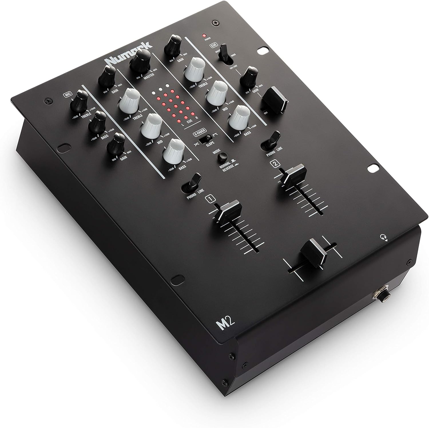 Numark M2 - 2-Channel Scratch DJ Mixer, Rack Mountable with 3-Band EQ, Microphone Input and Replaceable Crossfader with Reverse and Slope Controls