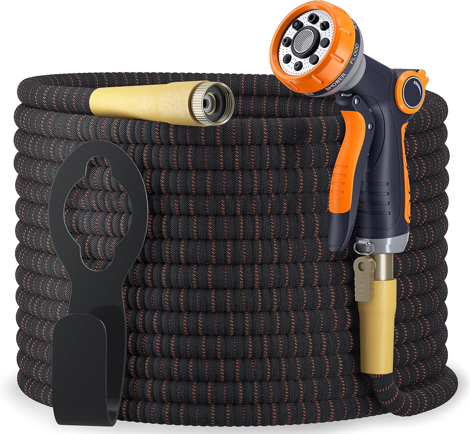 Garden Hose Expandable Flexible - Super Durable 3750D Fabric | 4-Layers Flex Strong Latex | No-Rust Brass Connectors with Pocket Protectors - Water Hoses for Gardening (100FT Set) Pack of 2