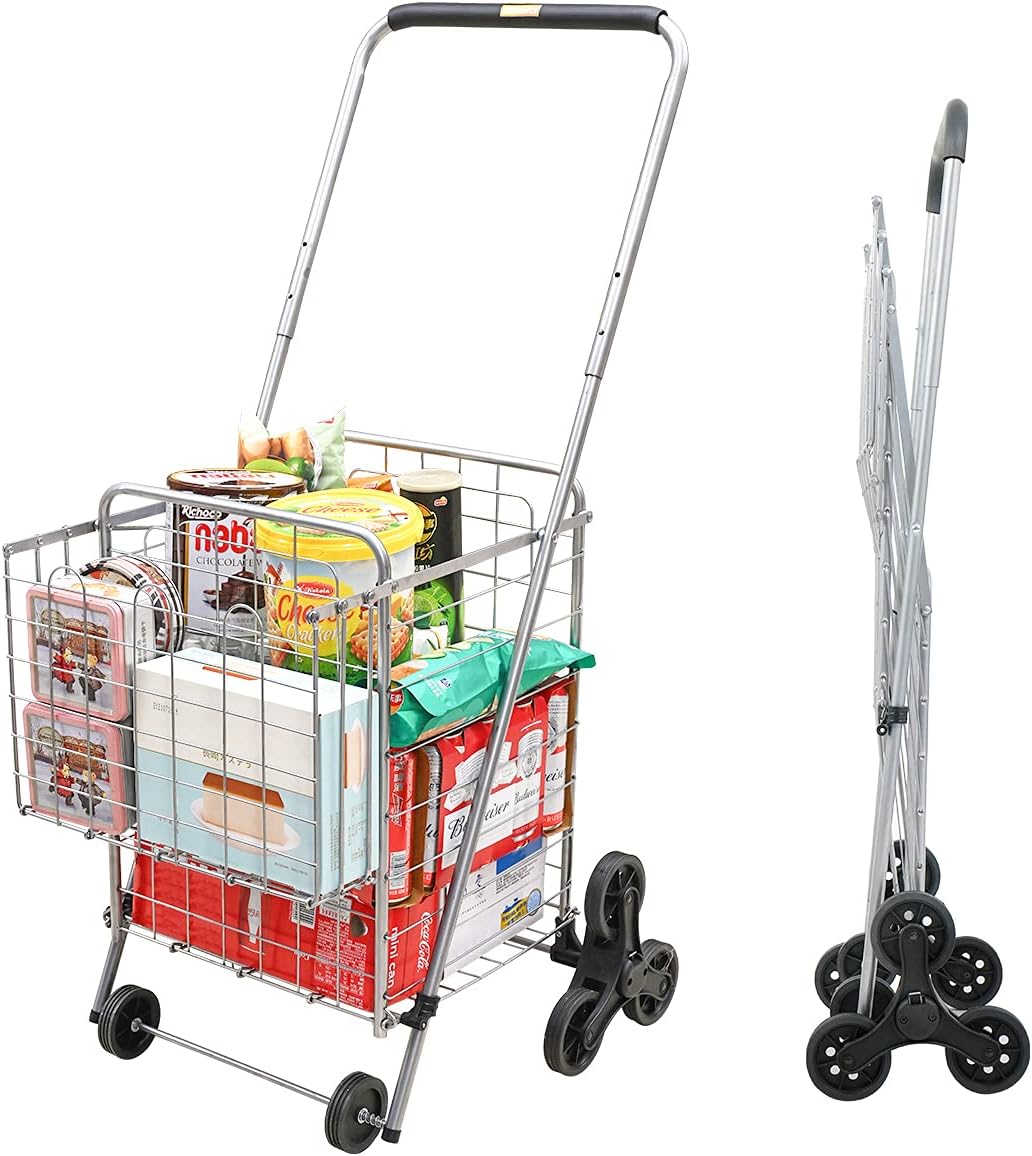 Supenice&nbsp;Grocery&nbsp;Shopping&nbsp;Cart&nbsp;with&nbsp;Wheels&nbsp;Deluxe&nbsp;Stair&nbsp;Climber&nbsp;Utility&nbsp;Cart&nbsp;Easily&nbsp;Collapsible&nbsp;Cart&nbsp;with&nbsp;Tri-Wheels,&nbsp;66&nbsp;LBS&nbsp;Capacity,&nbsp;Extended&nbsp;Foam&n