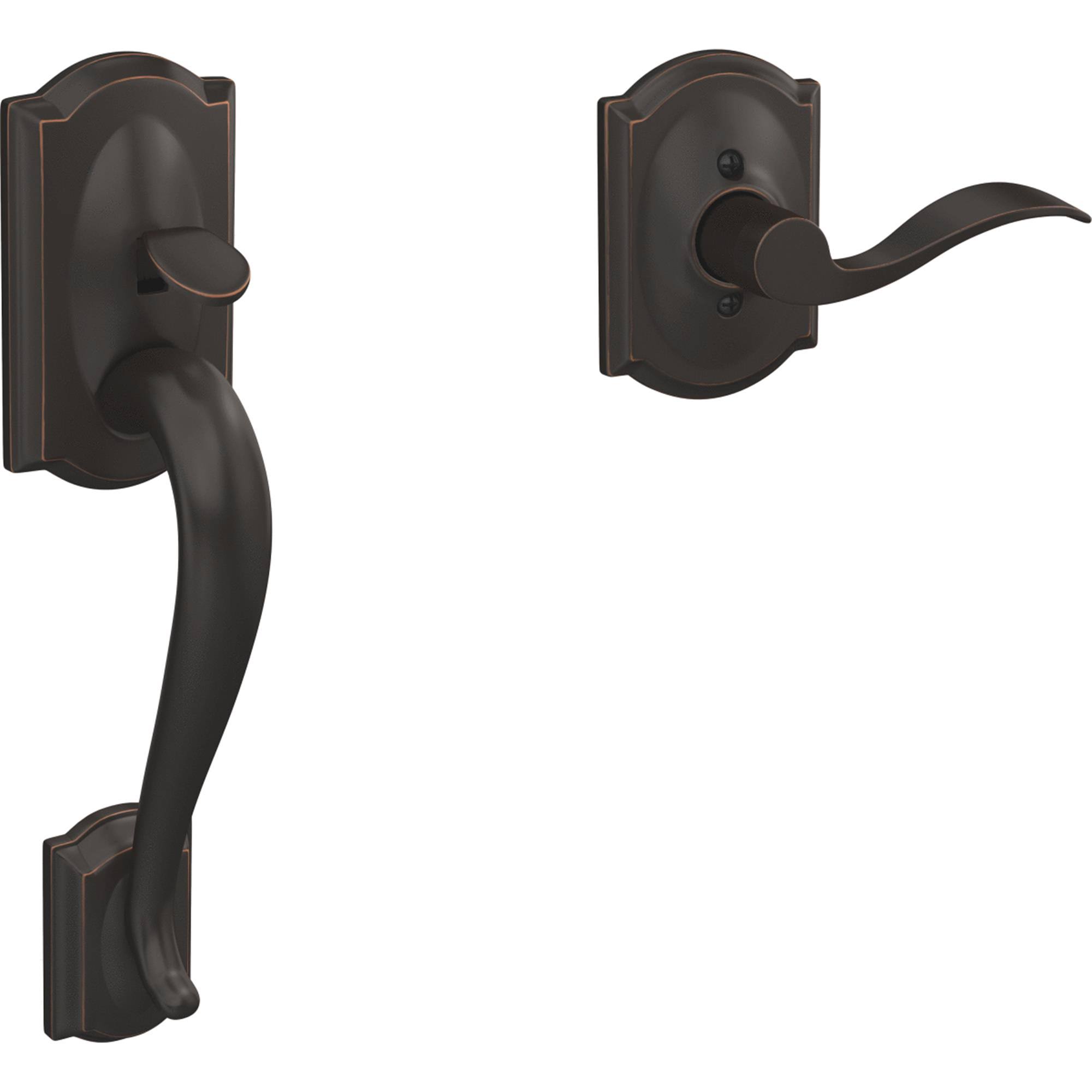Schlage Fe285vcam716acc Camelot Handleset, Aged Bronze