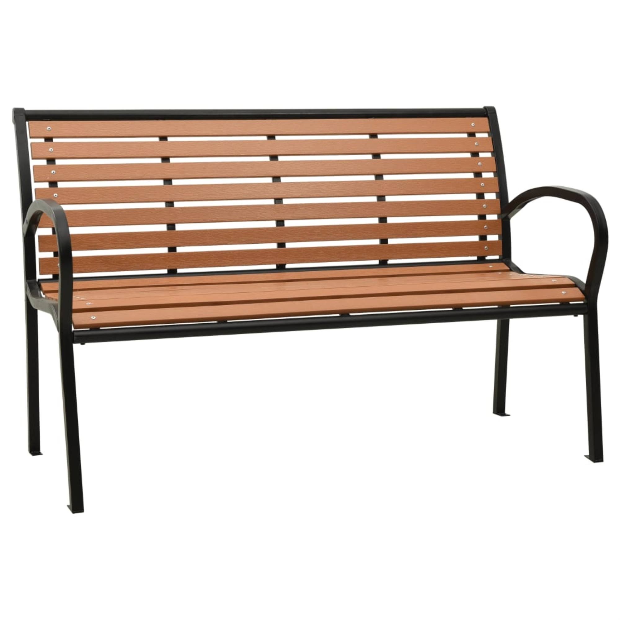 vidaXL Garden Bench 49.2x22 Steel and WPC Black and Brown, 312035
