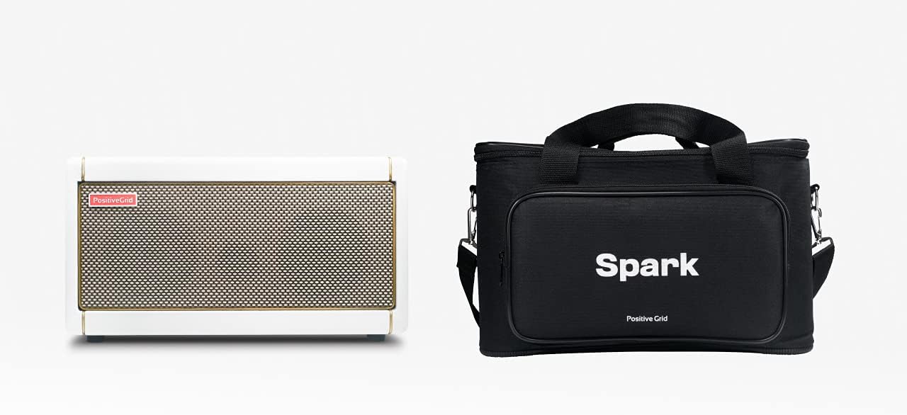 Positive Grid Spark Pearl Guitar Amplifier + Traveler Bag Bundle - Electric, Bass and Acoustic Guitar 40-Watt Combo Amp including Spark Mobile App