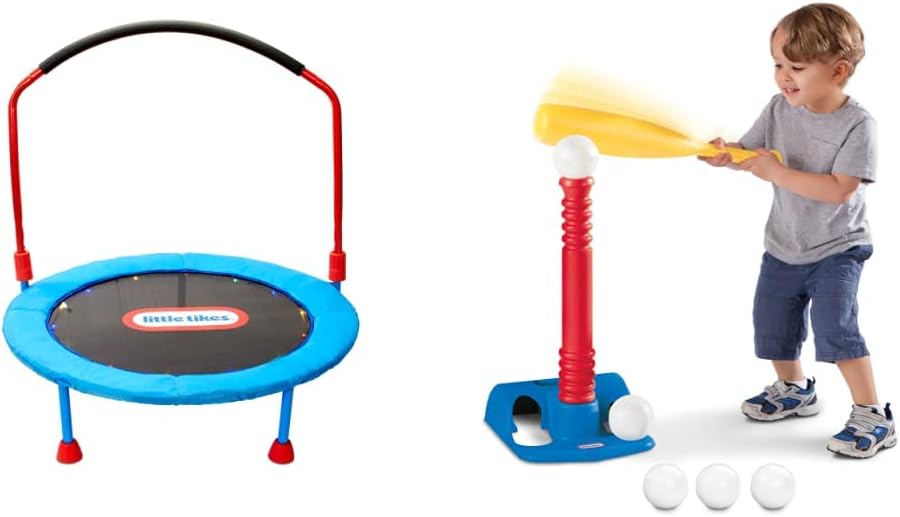 Little Tikes Light-Up 3-foot Trampoline with Folding Handle for Kids Ages 3 to 6 Pack of 2