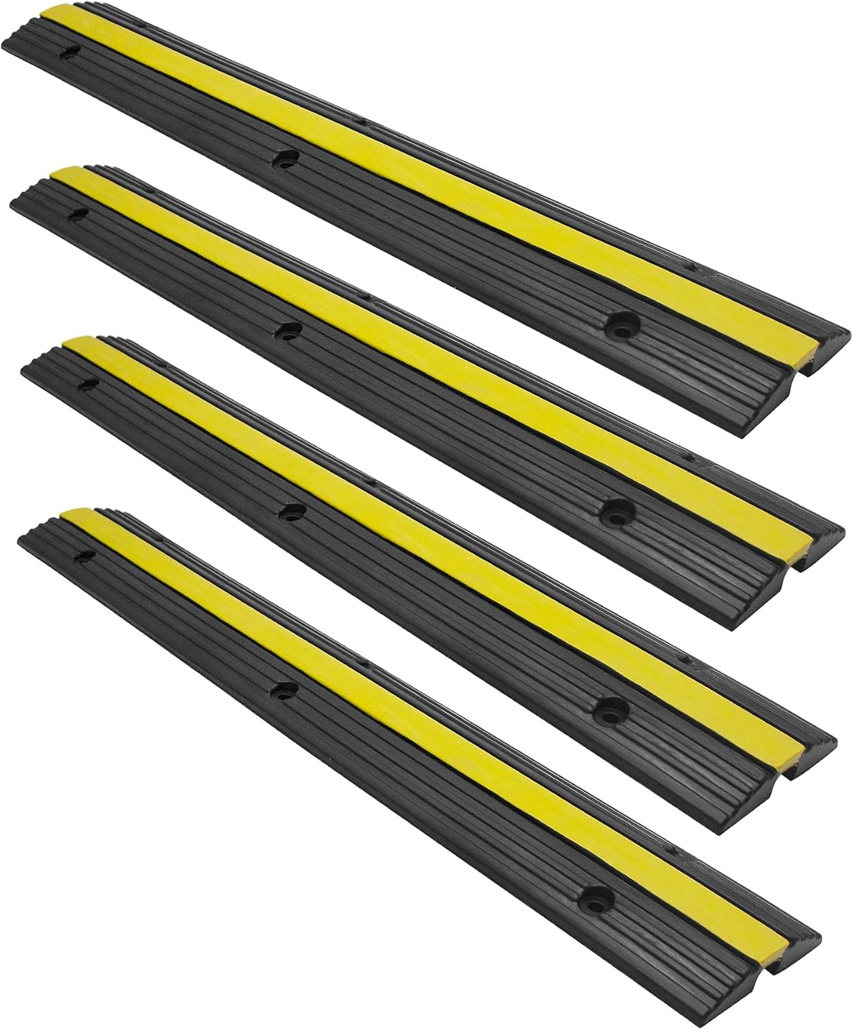 SENDUO 4 Pack of 1 Channel Cable Protector Ramp, Cable Protector with 18,000 lbs Per Axle Load Capacity,0.98