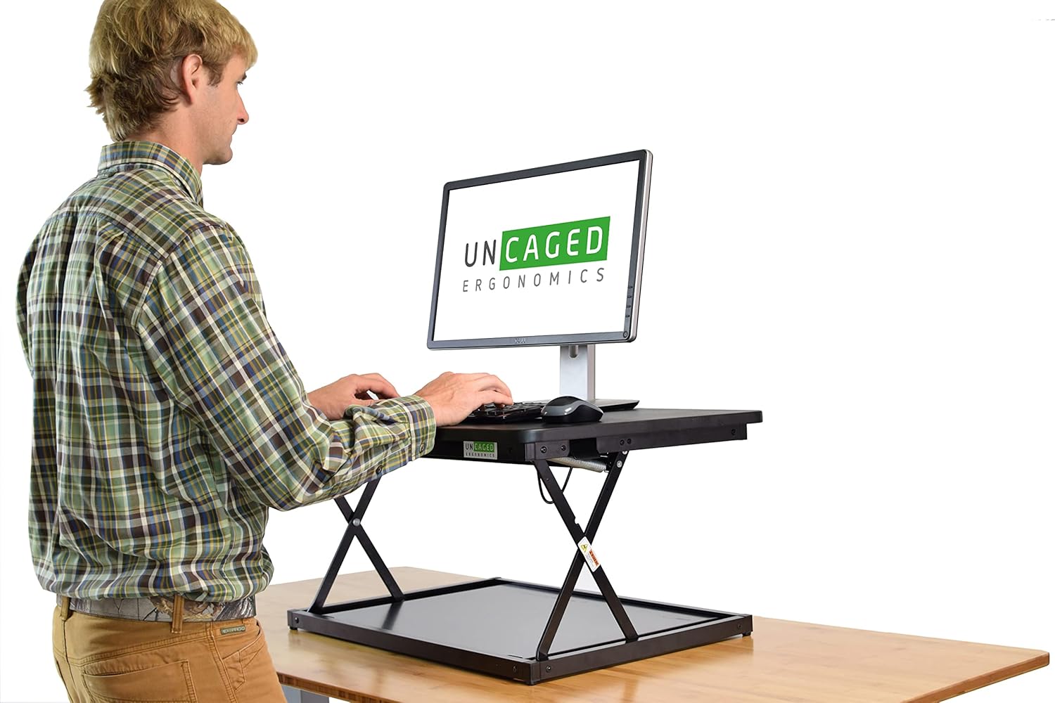 CHANGEdesk MINI small standing desk converter simple affordable adjustable height desktop riser for laptops single computer monitors portable compact lightweight ergonomic sit stand up tabletop stand