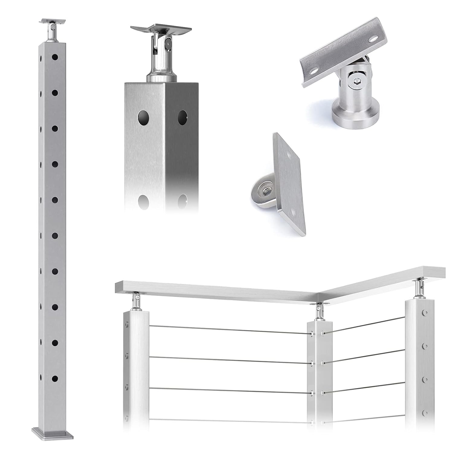 Muzata Cable Railing Post Square 36