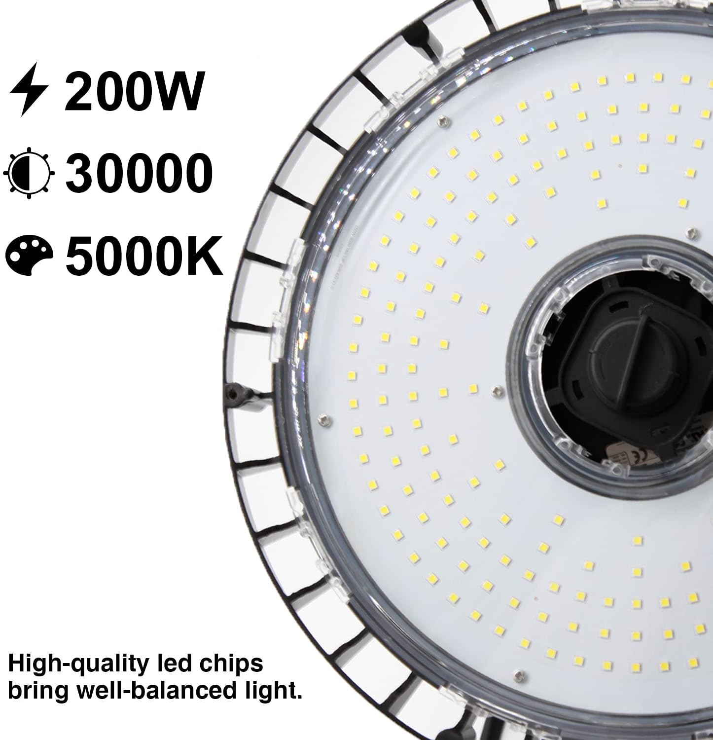 UFO LED High Bay Light 200W: 5000K High Bay LED Shop Lights 30000 Lumen (150LM/W) 110V Cable Shop Lights Commercial Warehouse Workshop Garage Factory Lowbay Area Lighting Fixture 8 Pack