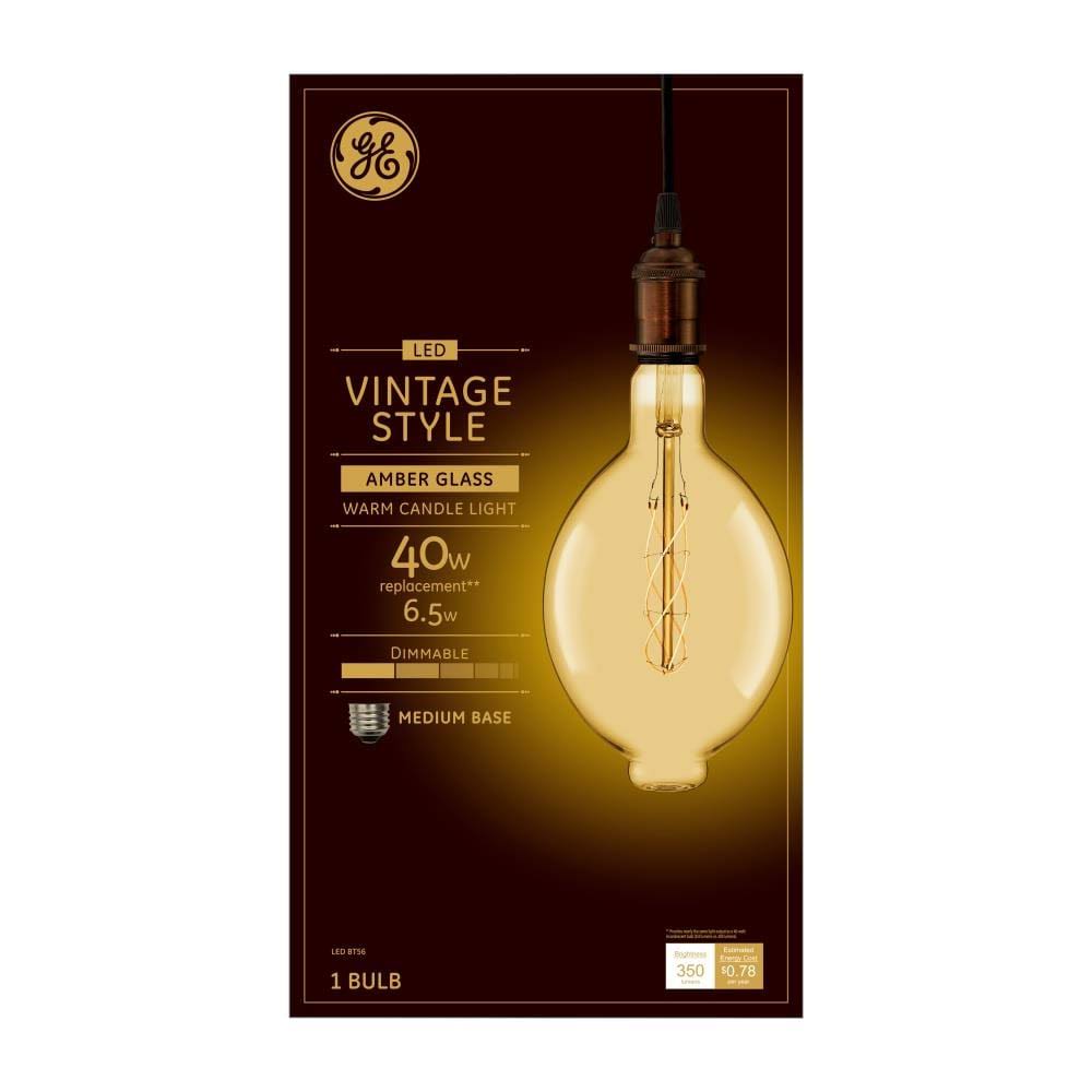 GE Vintage 40-Watt EQ BT56 Amber Dimmable Edison Light Bulb (2-Pack) | 93100101