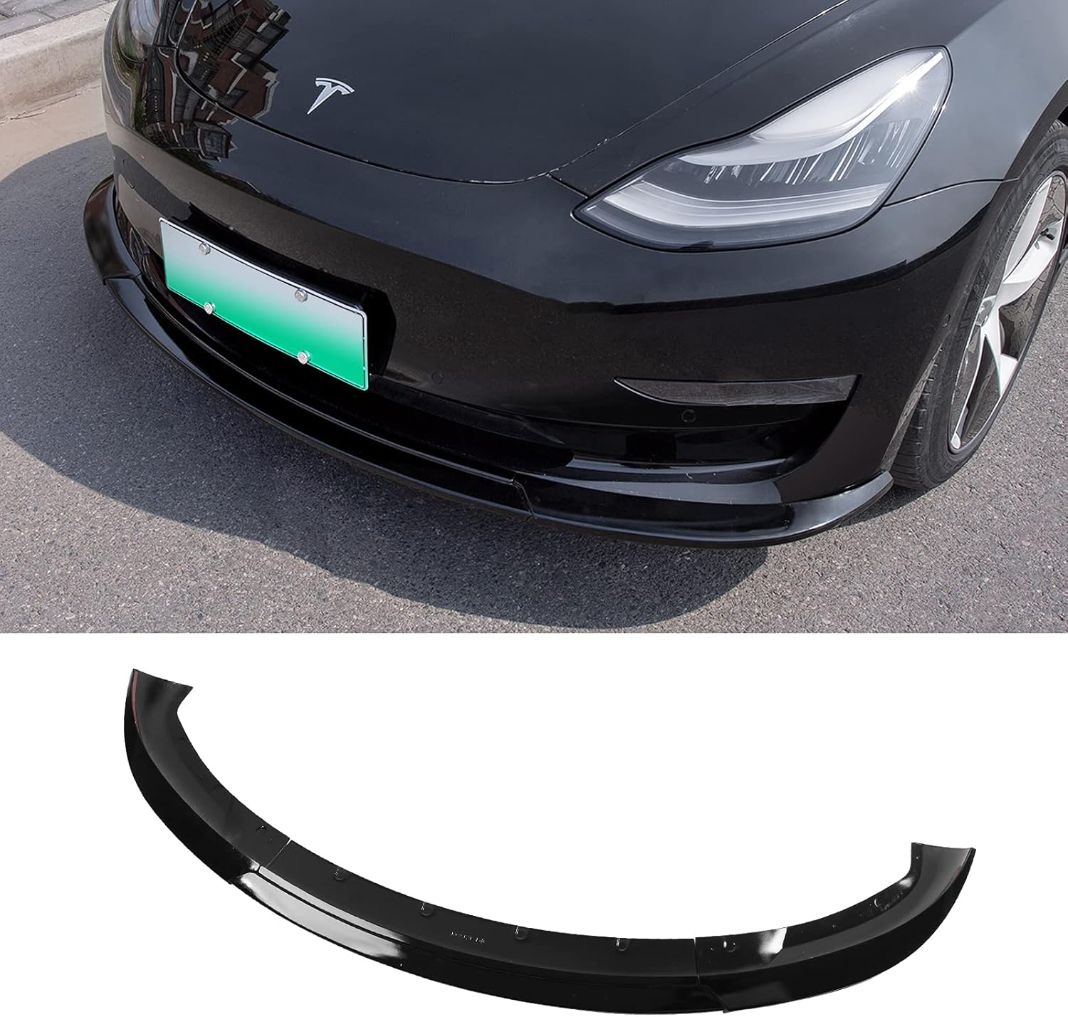Fit Tesla Model 3 Front Bumper Lip Kit Car Glossy Mods Spoilers For 2017-2021 2022 Tesla Model 3 Accessories (Glossy Carbon Fiber Pattern)