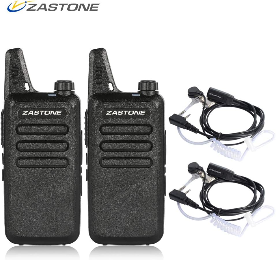 Zastone X6 Rechargeable Long Range Two-Way Radios with Earpiece 2 Pack 3W 16-Channel UHF Walkie Talkies Pack of 2
